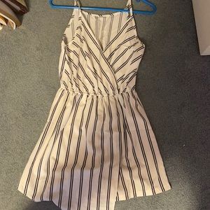 Black and white striped cross romper